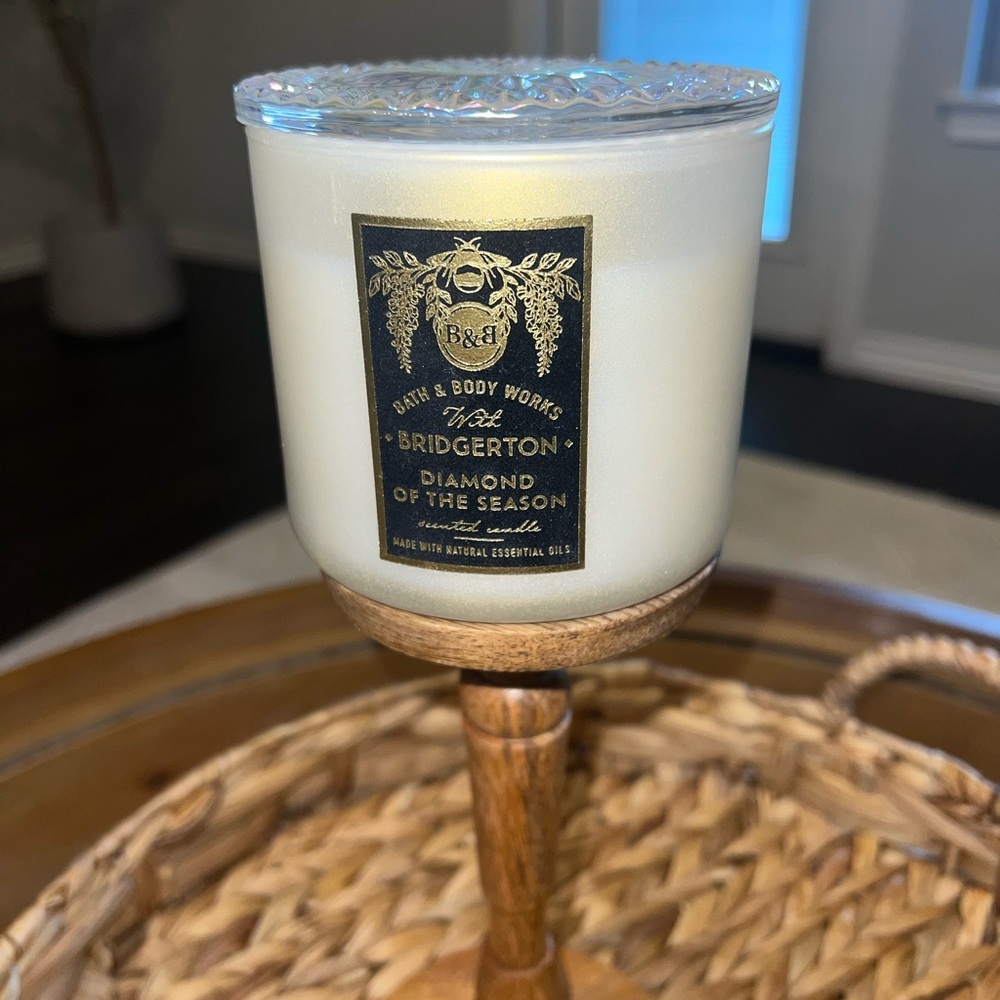 Bath & Body Works White and Brown Candle Holder